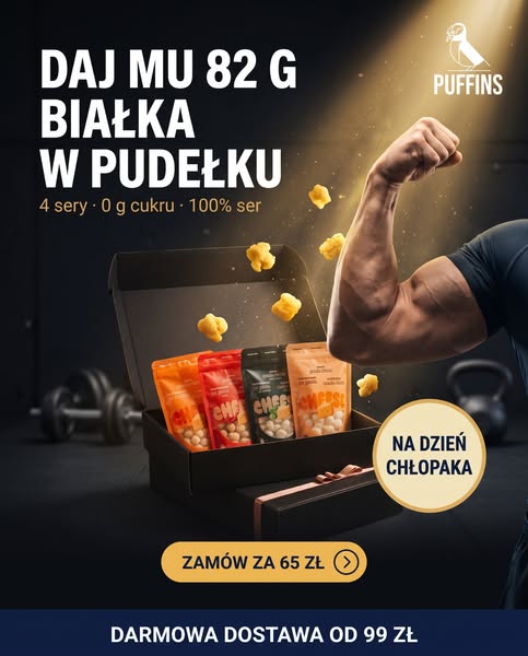 82 g białka, 0 g cukru, sam chrup