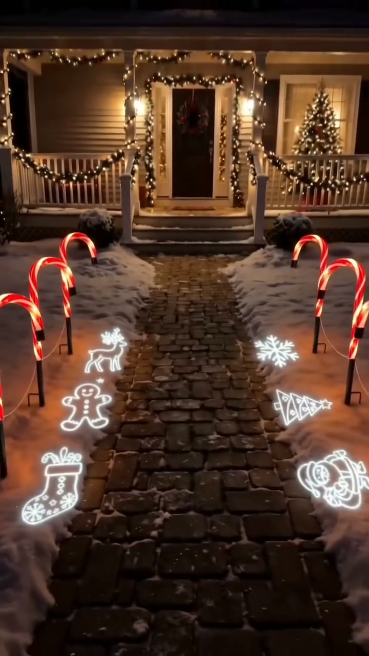 LAST DAY 49% OFFSolar Candy Cane Projector Pathway Lights – Light the Way to Christmas