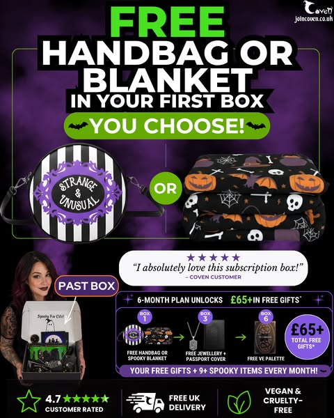 FREE Handbag or Spooky Blanket — You Choose!