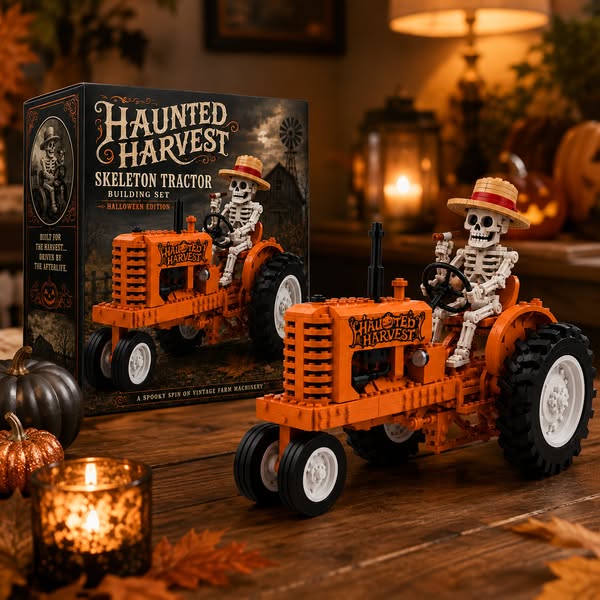 Haunted Harvest Skeleton Tractor Building Set – Halloween Edition