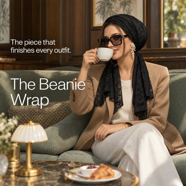 Beanie Wrap Lace - Black