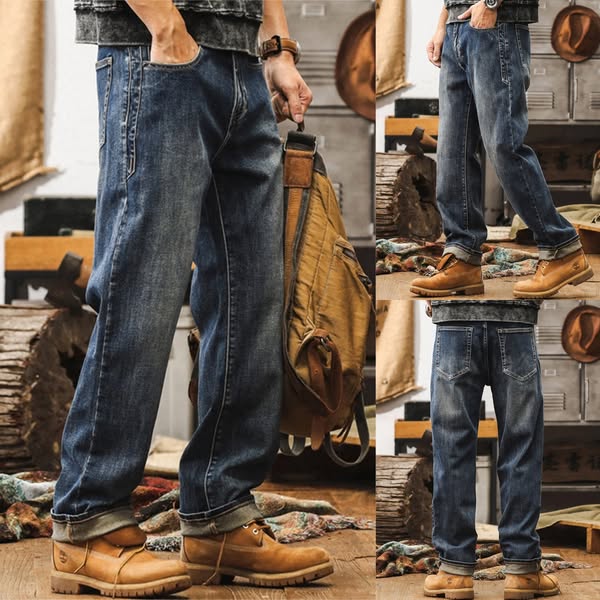 Herren Vintage‑Waschung Weite Jeans