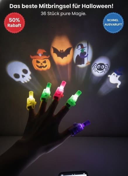 LED-Projektionsfingerlichter im Halloween-Motiv