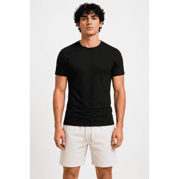 Męski t-shirt basic slim czarny