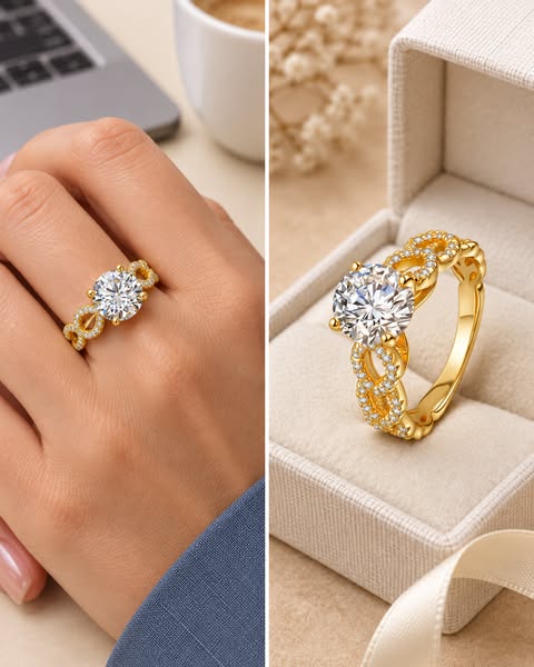 MARDAZA 925 Sterling Silver Moissanite Ring