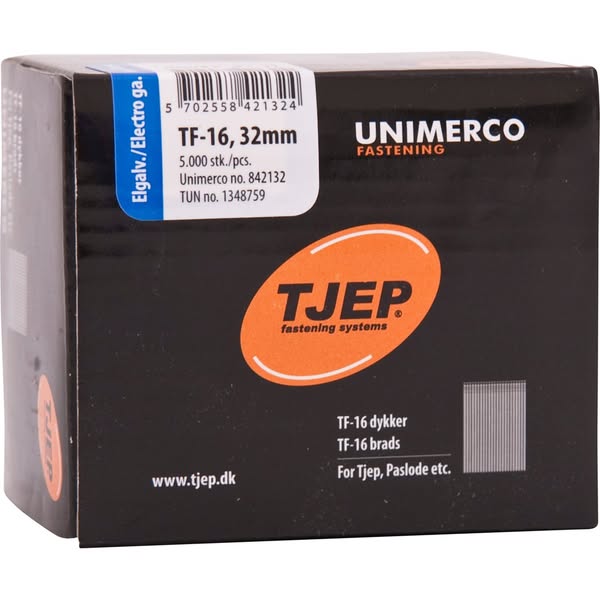 Tjep TF16 32mm Galv Brads (5000 Pack) - 34TJEPSB1632