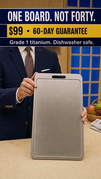 Grade 1 titanium. Dishwasher safe.