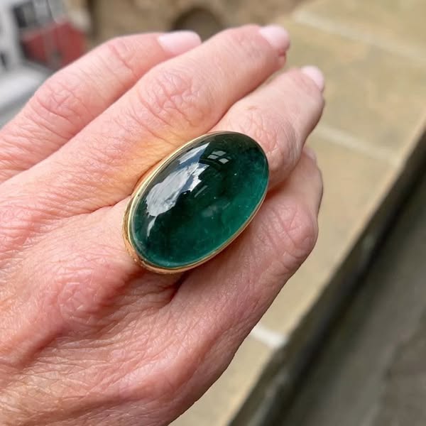 13 CTW OVAL CUT GREEN CUBIC ZIRCONIA 925 STERLING SILVER RING-JOSHINY$165