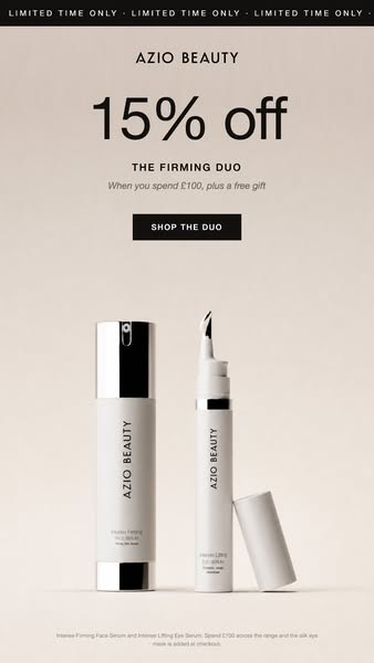 Spend £100. Get 15% off and a free gift.
