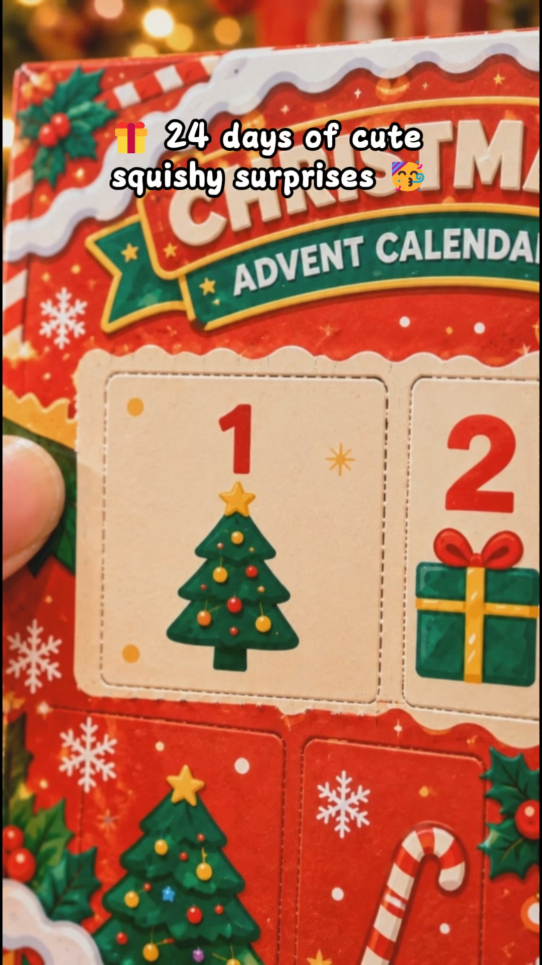 24 Days Christmas Squishy Advent Calendar with Mixed Surprise Squishies, Random Assorted Glitter Squeeze Toy, Christmas Countdown Gift for K