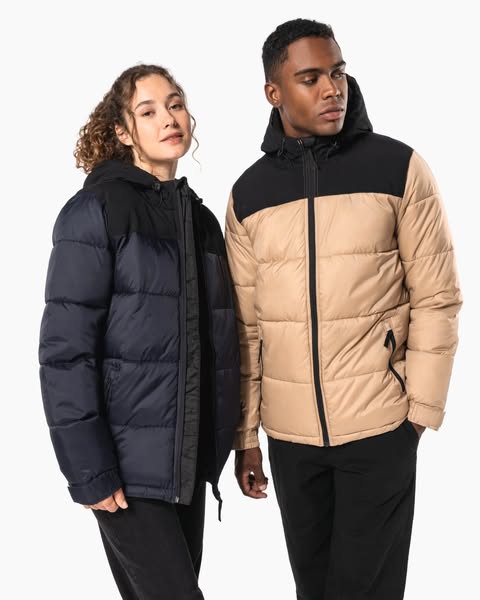 K6163 | Parka matelassée à capuche bi-ton unisexe