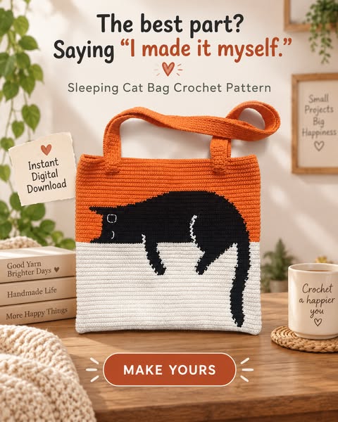Sleeping Cat Bag Crochet Pattern