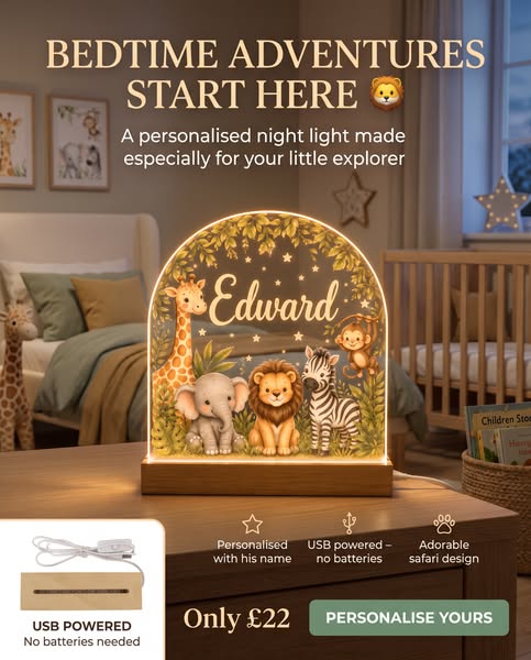 His Own Personalised Safari Light – £22