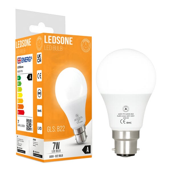 LED A60H B22 7W Cool White 6400K Non-Dimmable Bulb(Energy Saving) ~6293 - 1 Pack