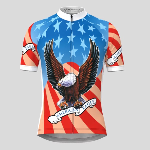 American eagle waving gradient flag men's cycling jersey
