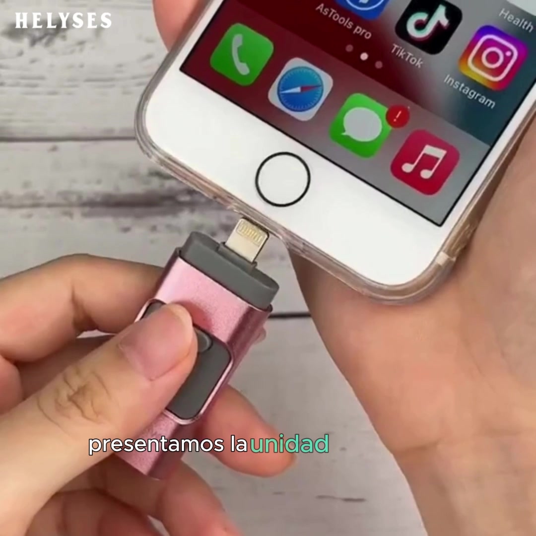 Vorel 4 en 1 Flash Drive – Compatible con TODOS los móviles + 4 adaptadores incluidos