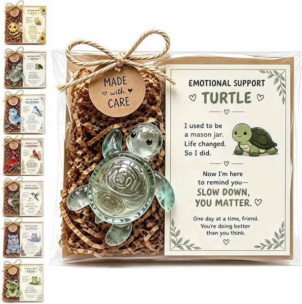 Emotional Sea Glass Support Animal Gift Set – A Meaningful Little Reminder That You Matter - Hummingbird