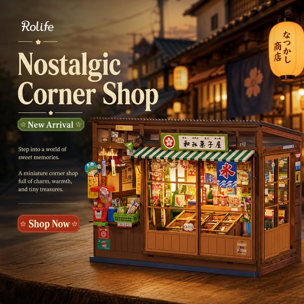 New! Nostalgic Corner Shop Book Nook
