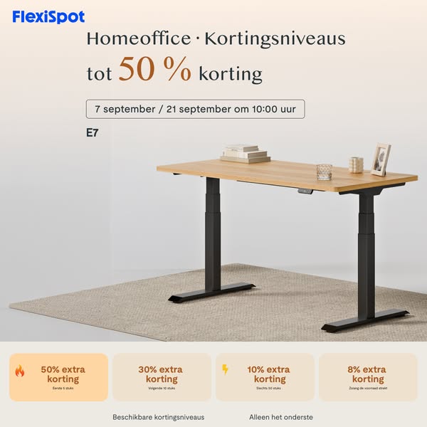 E7 — Tot 50% extra korting* | 7 & 21 sept. | *Onderstel