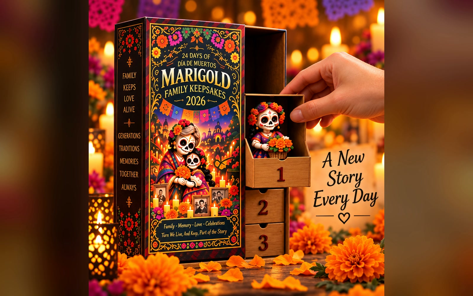 Day of the Dead Village 2026 – 24-Day Day of the Dead Collectible Countdown Calendar with 24 Unique Miniatures