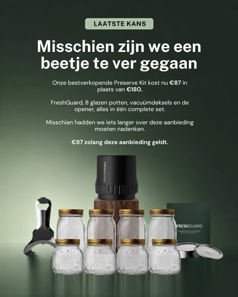 Je eten. Nog steeds vers. Dagen later.