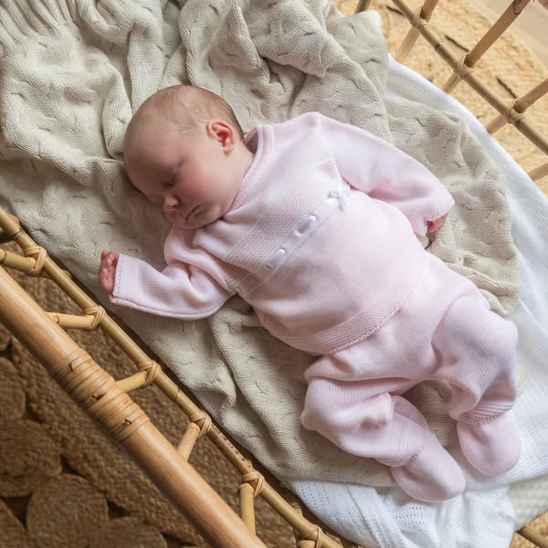 Pink Lace & Bow Knitted Set