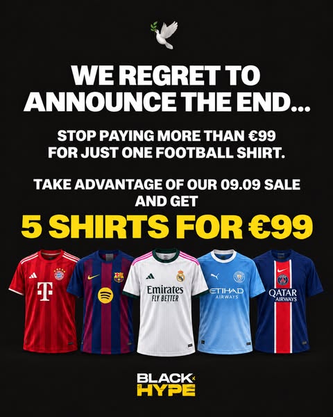 5 shirts for €99 · 99 hours