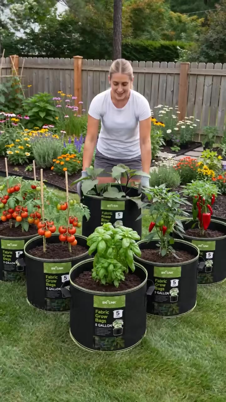 5 Gallon Grow Bags – Heavy Duty Aeration Fabric Pots with Handles for Vegetables, Flowers & Fruits