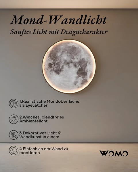 WOMO Mond/Erde Runde Wandleuchte