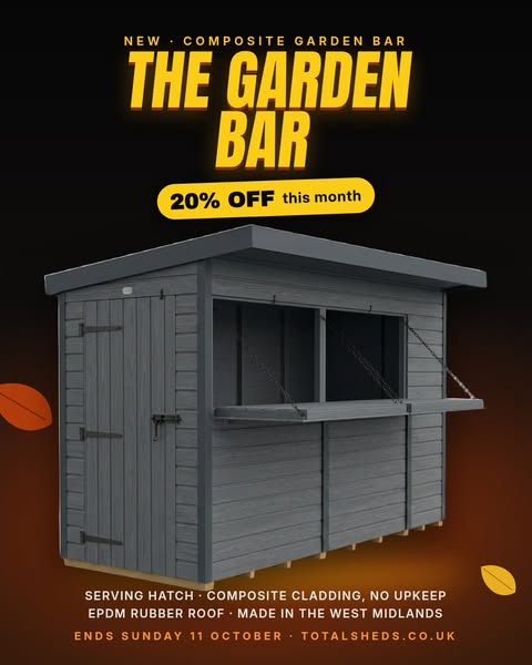 The composite garden bar. Serving hatch included