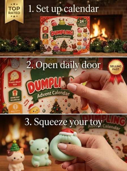 2026 Christmas Squishy Advent Calendar - 24 Days Dumpling Squishies Toys - Christmas Mystery Dumpling