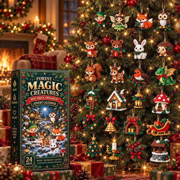 Last day to save 49% – 24‑Day Forest Magic Creatures Ornament Advent Calendar | 24 collectible buildable forest fantasy brick decoratio