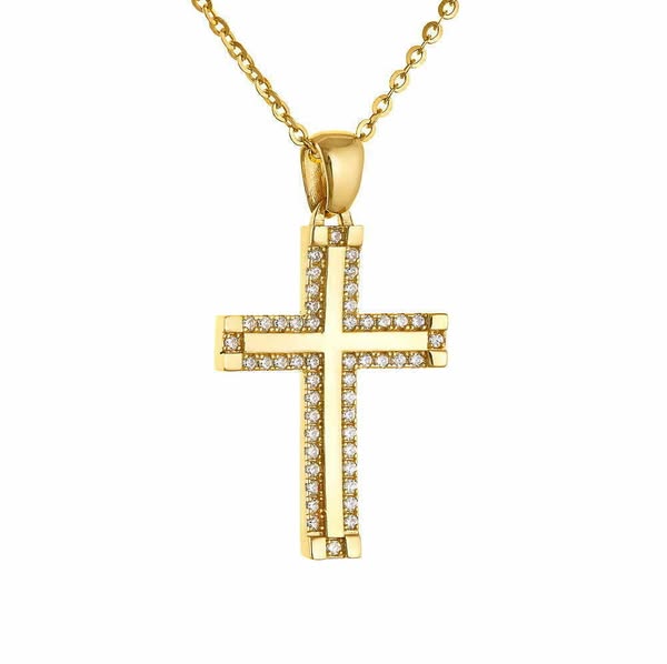 €645 | Σταυρός Mε Aλυσίδα 40cm Γυναικείος Χρυσός Κ14 SXS-20335Y