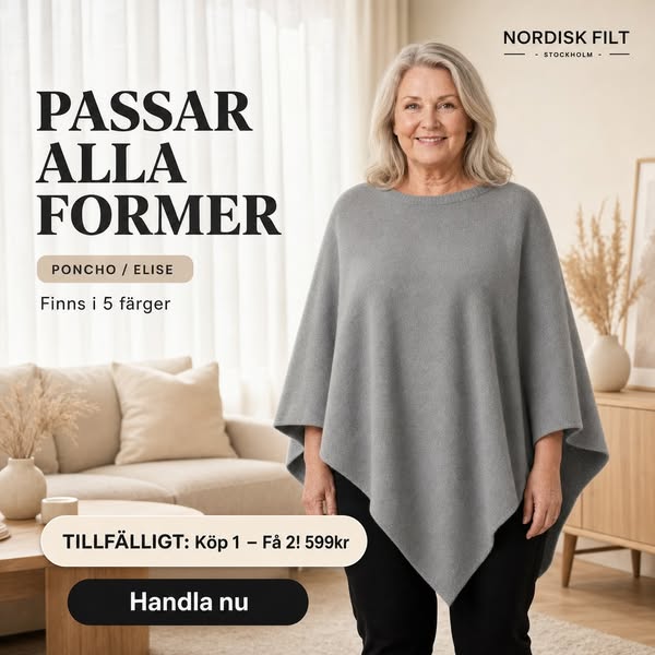 Nordisk Filt™ – Elise stickad Poncho (Köp 1 - Få 2)
