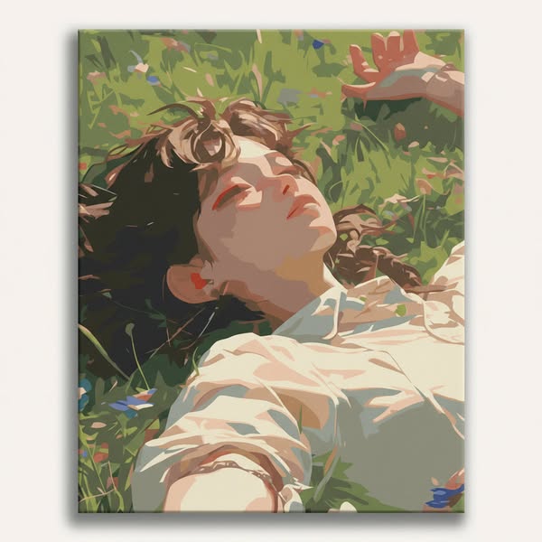 Girl Lying Down in Garden