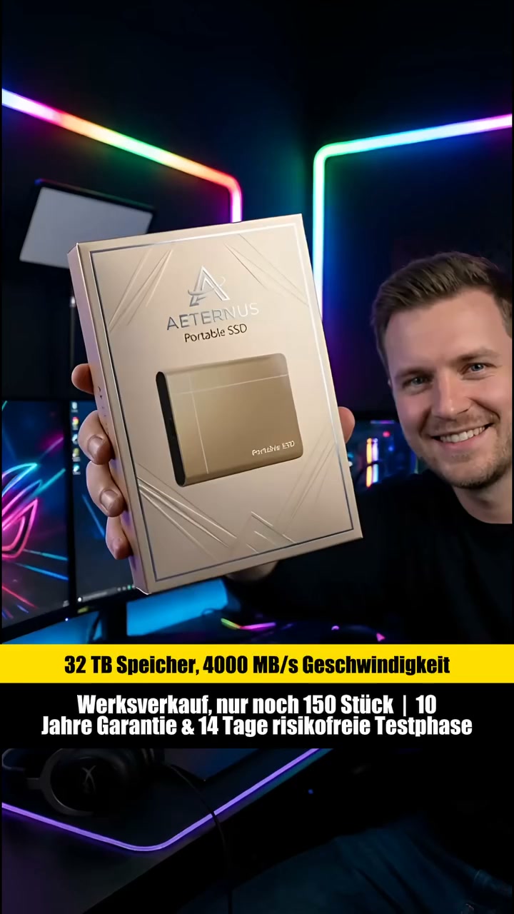 32TB Ultradünne Highspeed-SSD (5.000 MB/s) | Maximaler Schutz