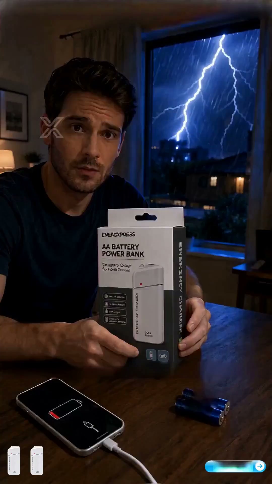 Tragbares Notfall-Handyladegerät mit AA-Batteriebetrieb und LED-Taschenlampe