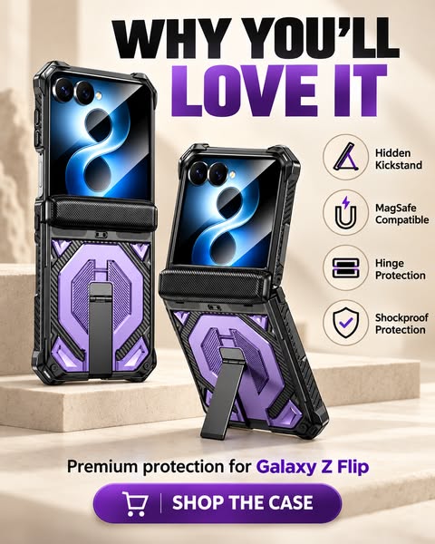 Rugged Kickstand Case For Galaxy Z Flip 8