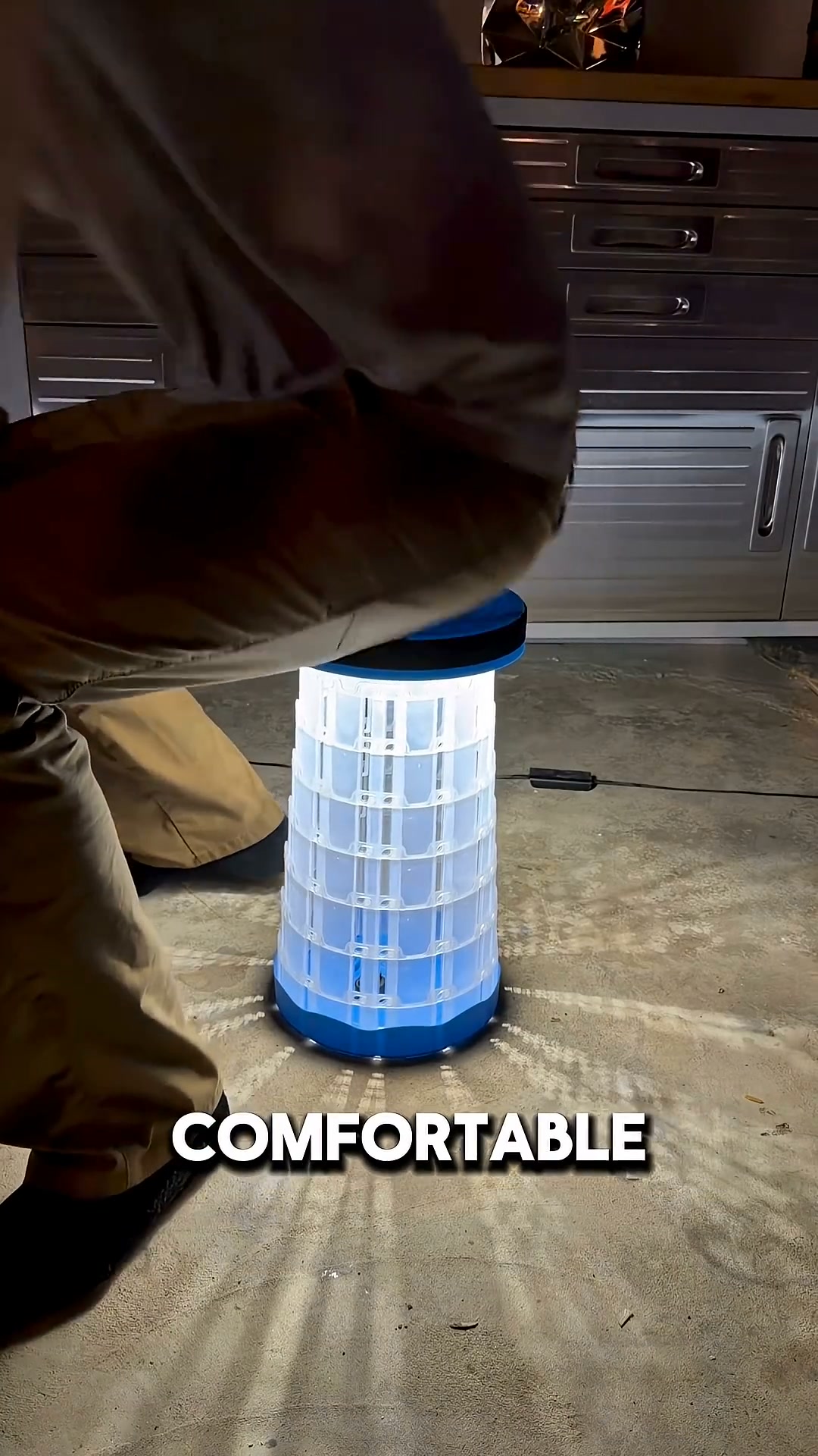 Upgraded LED Light Collapsible Stool Folding Portable Stool for Fishing Traveling