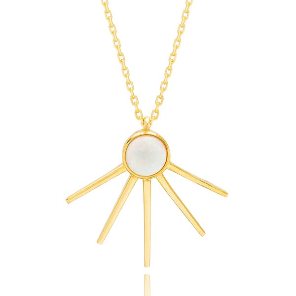 Unique Design White Opal Stone Dainty Charm Pendant Necklace Wholesale Sterling Silver Jewelry