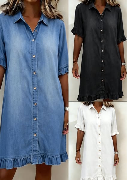 Klassisk og elegant denimkjole med perfekt pasform