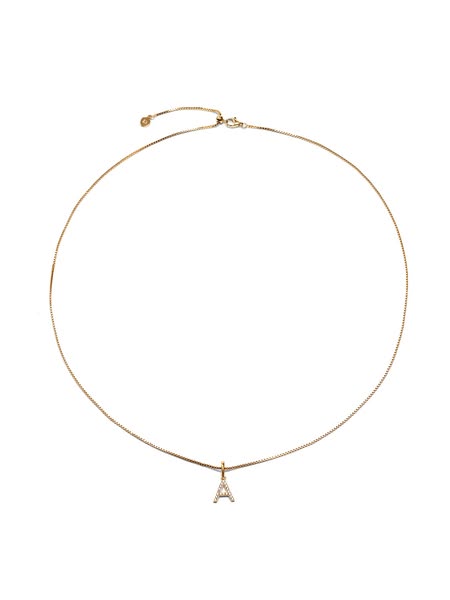 SET - BOX CHAIN AND INITIAL CHARM