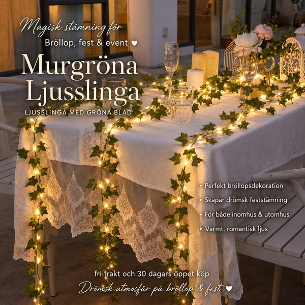 Murgröna Ljus – Ljusslinga med Gröna Blad