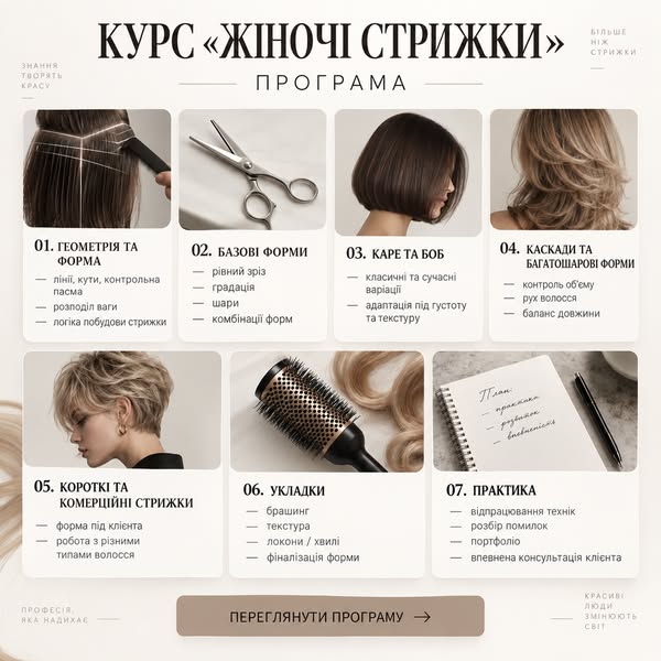 Онлайн-курсу по стрижкам