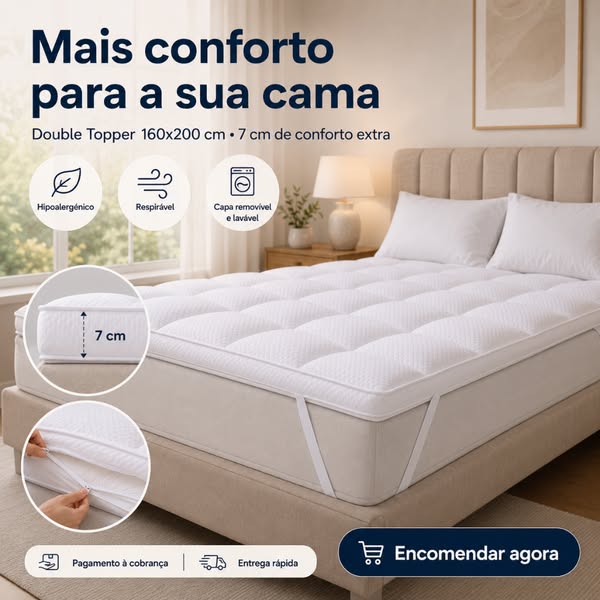 7 cm de conforto extra para a sua cama