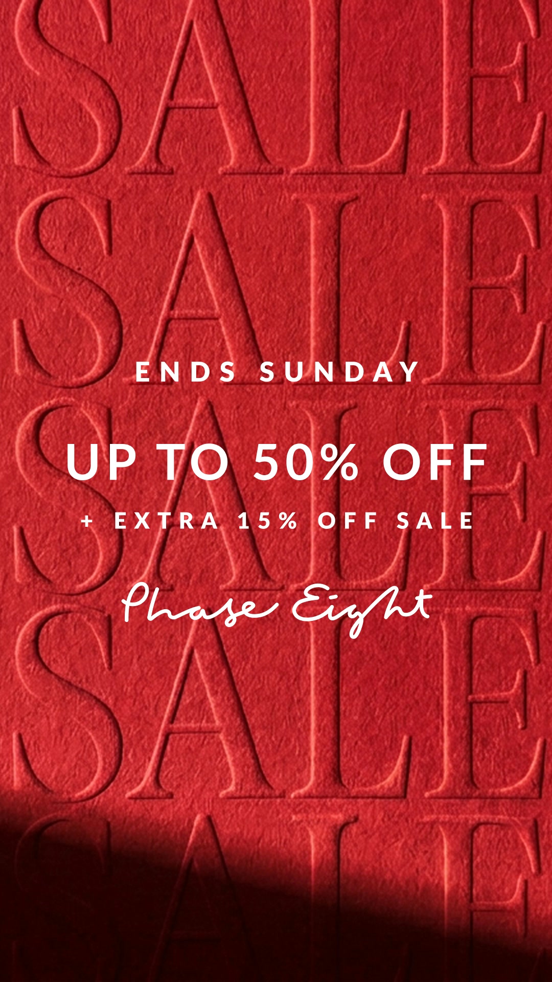 ENDS SUNDAY: EXTRA 15% OFF SALE