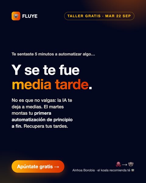 Recupera tus tardes · Taller gratis martes 22