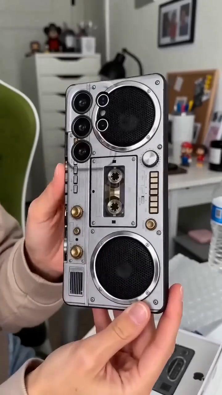 Retro Cassette Player Pattern Silicone Phone Case — Compatible with [Series]