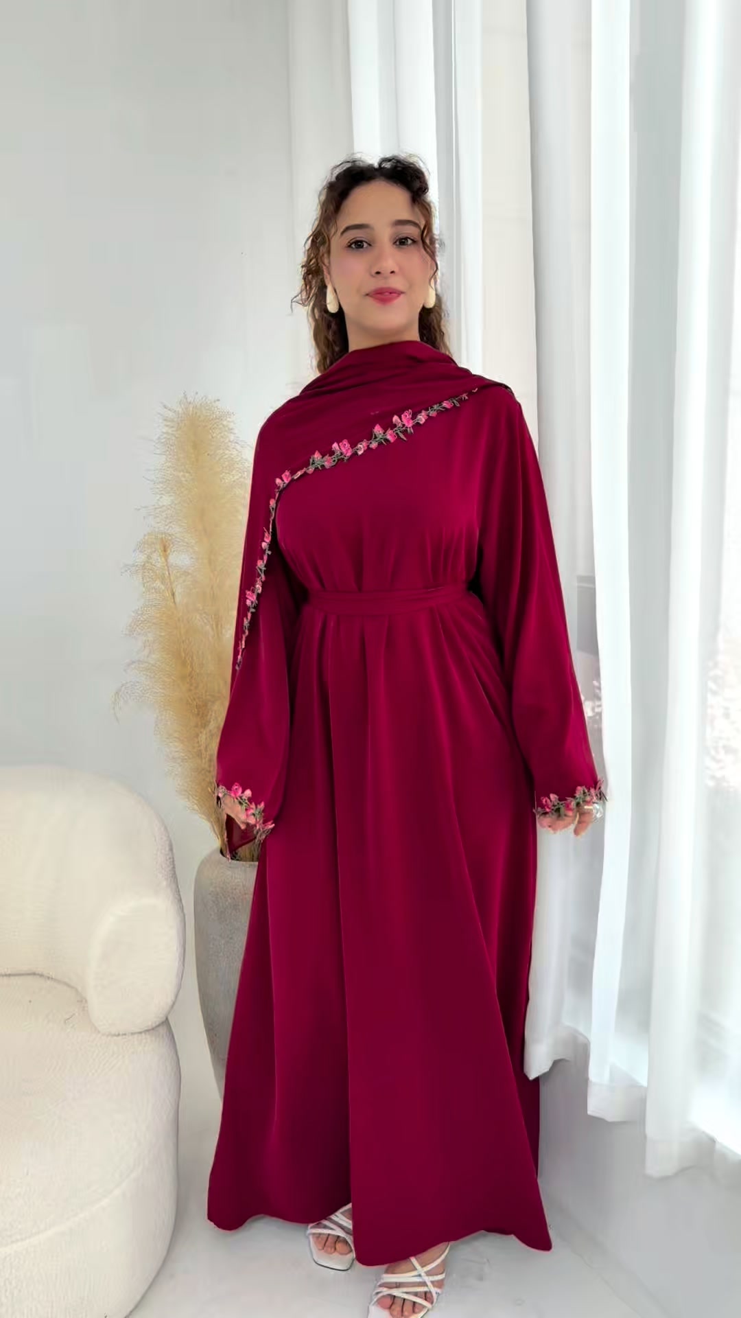 Nazema Floral Lace Abaya & Hijab. 10% OFF Today