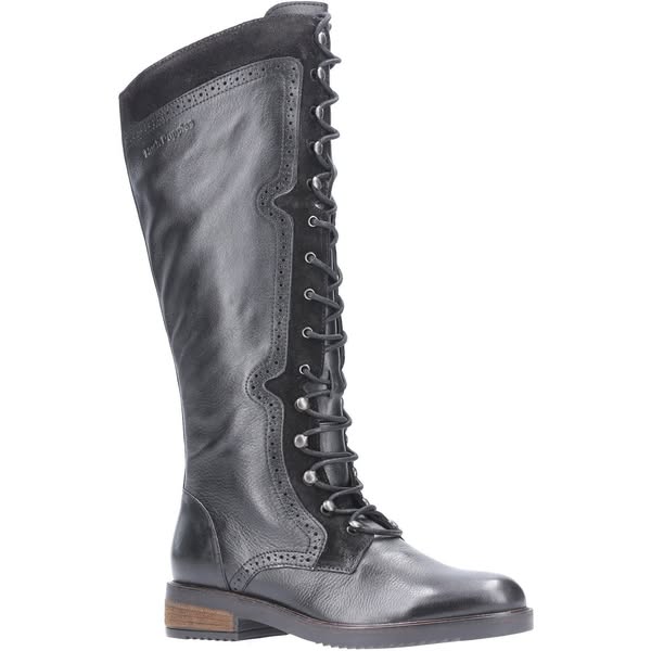Hush Puppies Rudy Leather and Suede Women's Black Boots